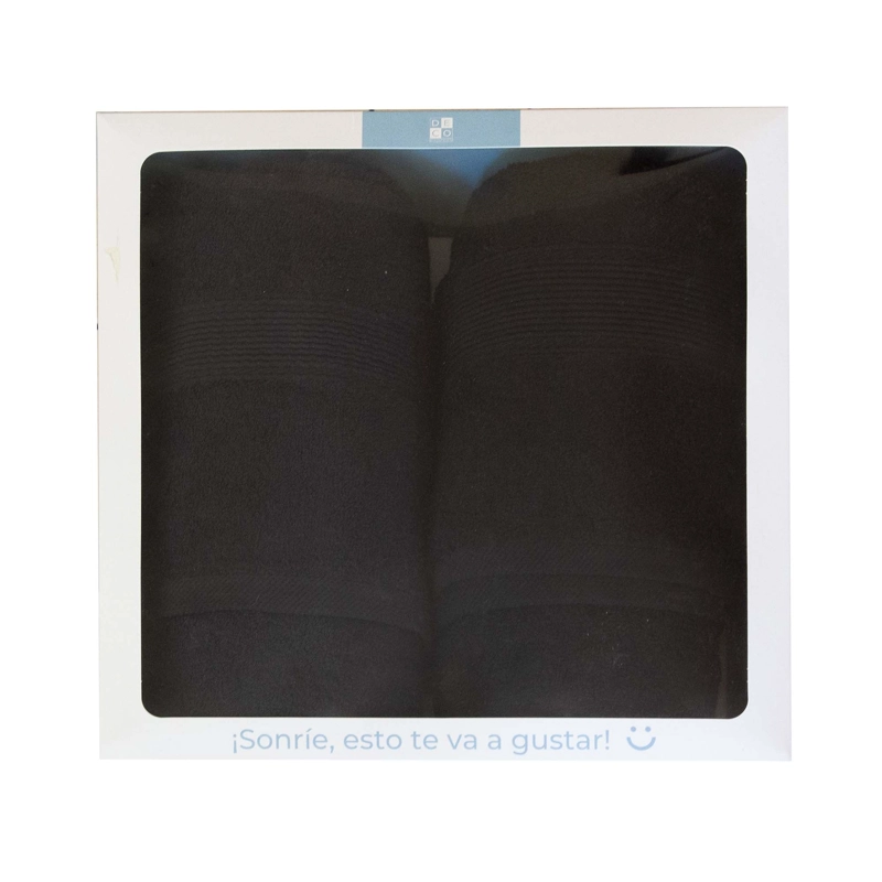 SET 2 TOALLAS 550GR 70X140/45X90CM NEGRO - 1