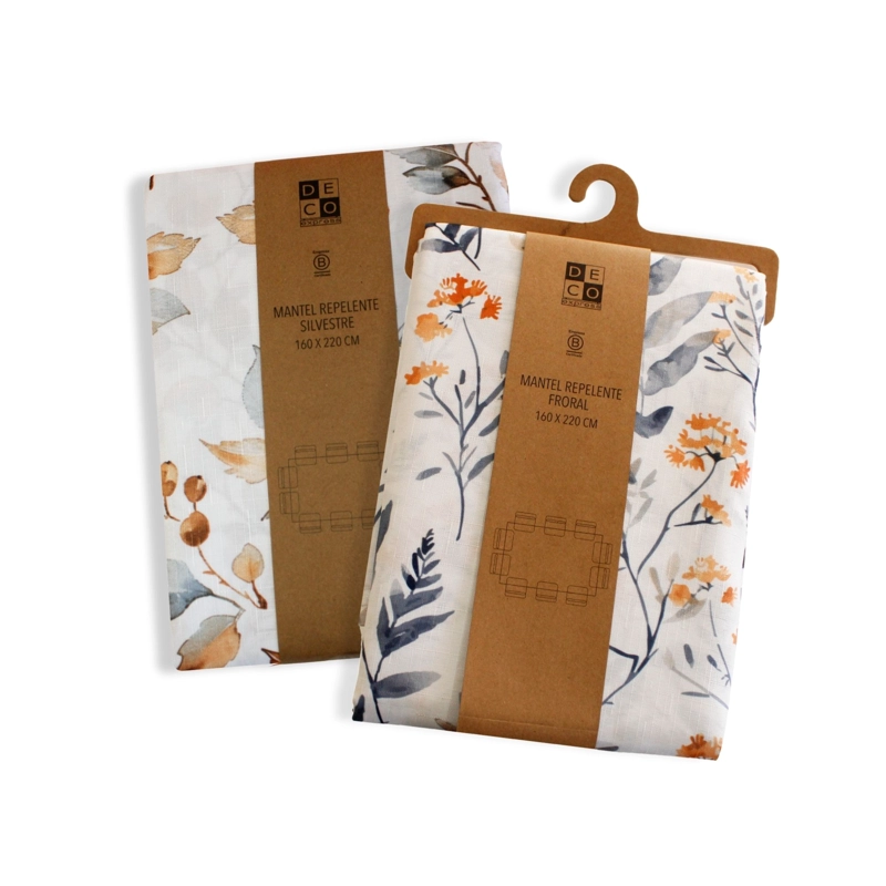SET 2 MANTELES ANTIMANCHAS FLORAL Y SILVESTRE 130X180 CM - 1