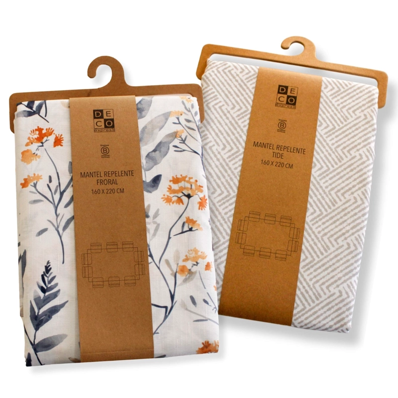SET 2 MANTELES ANTIMANCHAS FLORAL Y TIDE 130X180 CM - 1
