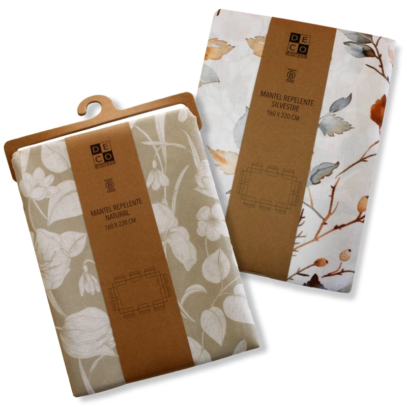 SET 2 MANTELES ANTIMANCHAS SILVESTRE Y NATURAL 160X220 CM - 1