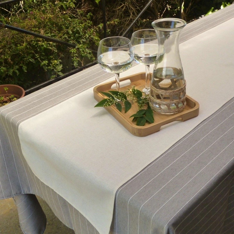 MANTEL MUNDAKA RAYAS TAUPE 157X227 CM - 1
