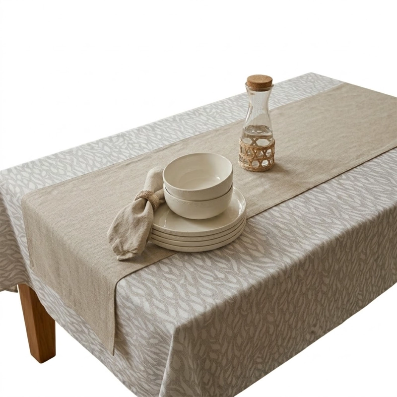 MANTEL DE ALGODON WAVE GRIS 177X277 CM - 4