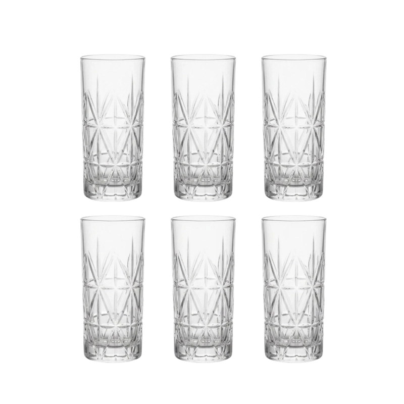 SET 6 VASOS TALLADOS ALTO HIGHBALL 360 ML - 1
