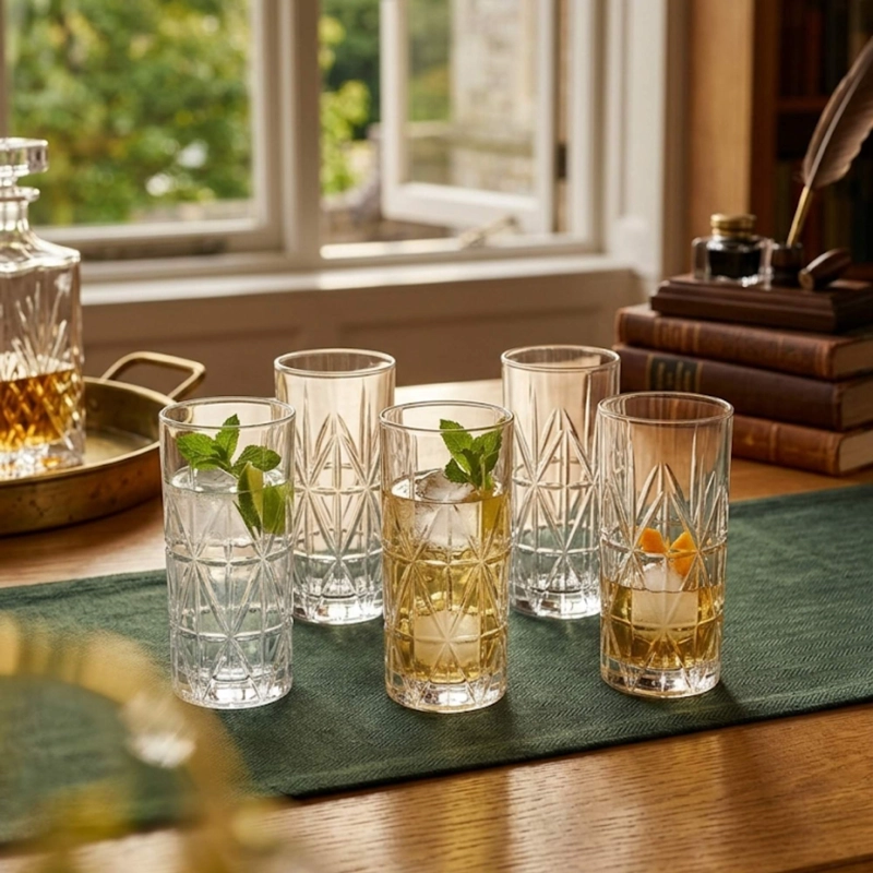SET 6 VASOS TALLADOS ALTO HIGHBALL 360 ML - 2