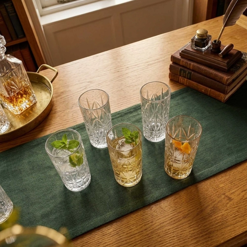 SET 6 VASOS TALLADOS ALTO HIGHBALL 360 ML - 3