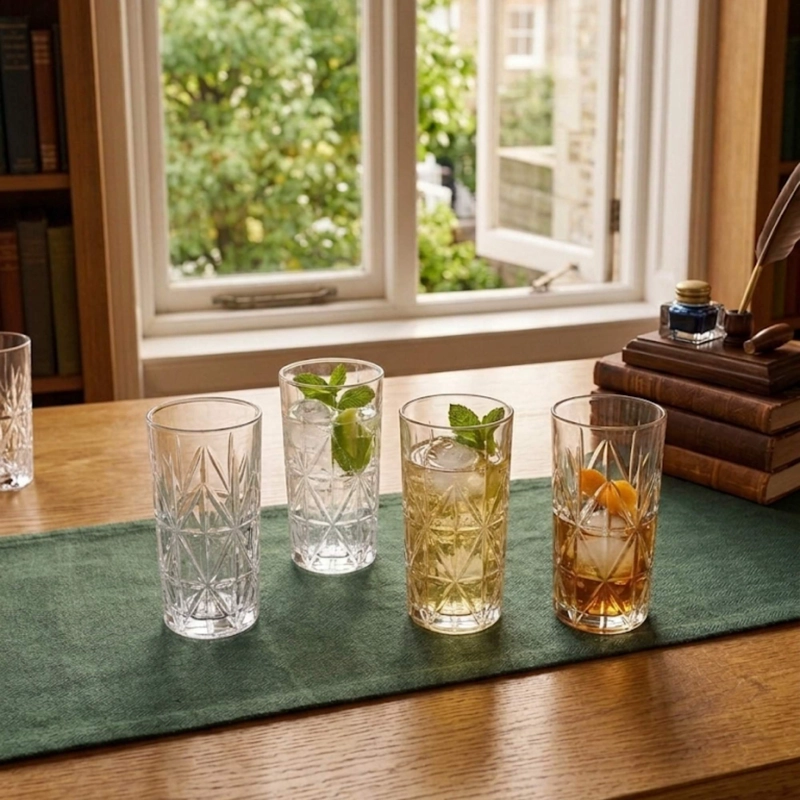 SET 6 VASOS TALLADOS ALTO HIGHBALL 360 ML - 4
