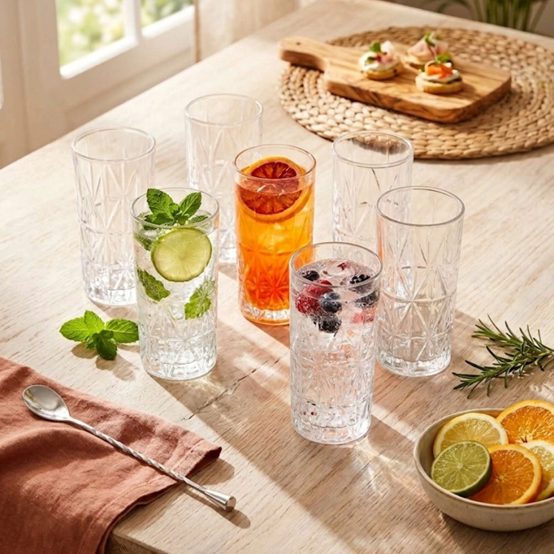 SET 6 VASOS TALLADOS ALTO HIGHBALL 360 ML - 5
