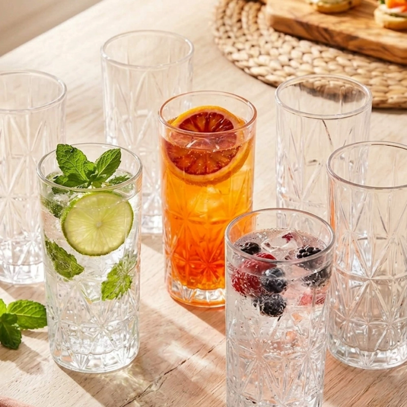 SET 6 VASOS TALLADOS ALTO HIGHBALL 360 ML - 6