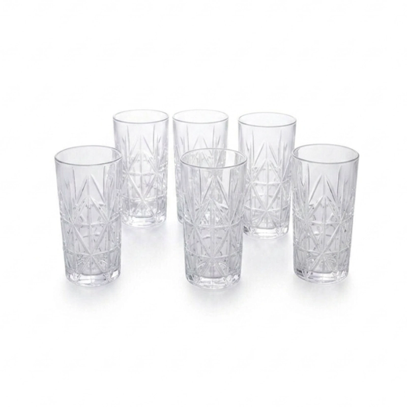 SET 6 VASOS TALLADOS ALTO HIGHBALL 360 ML - 7