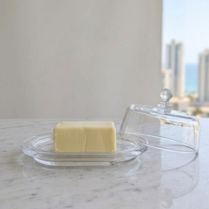 MANTEQUILLERA DE VIDRIO CON TAPA - 19 CM - 3