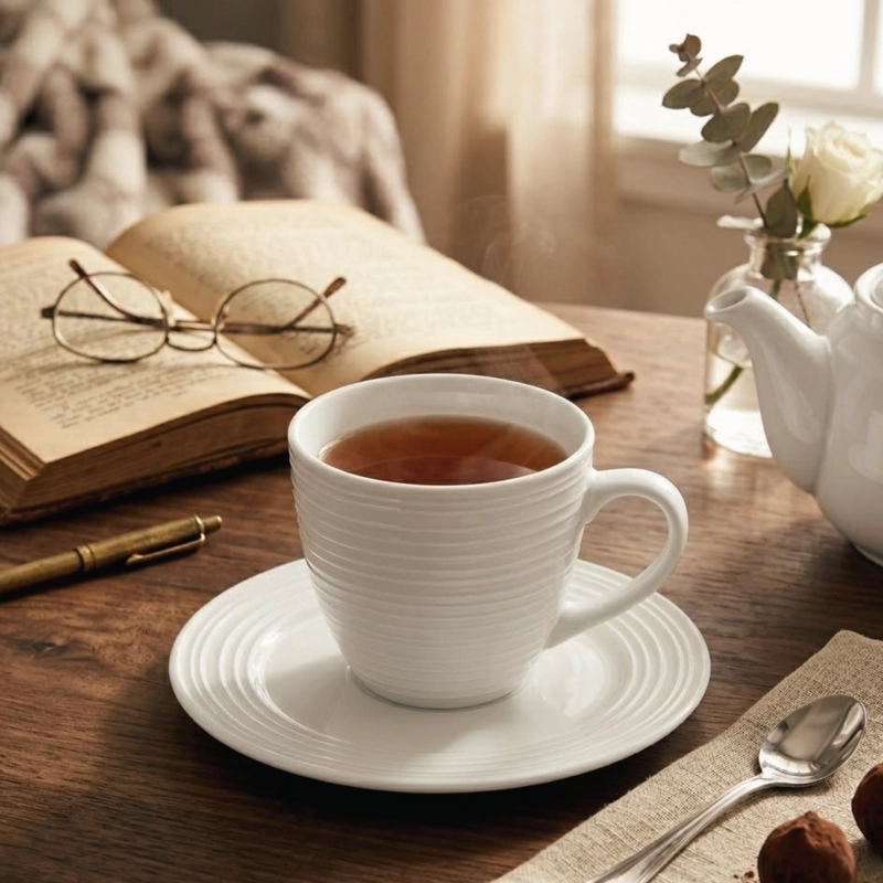 SET 6 TAZAS + 6 PLATOS TE  O CAFE  PORCELANA LONDON 210 ML - 1