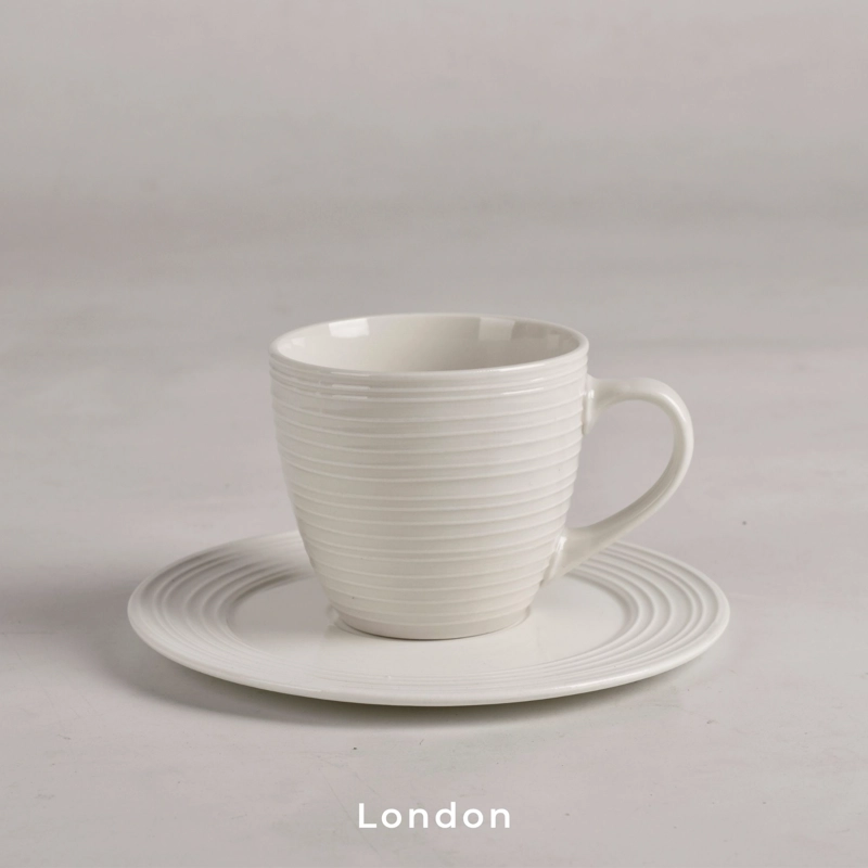 SET 6 TAZAS + 6 PLATOS TE  O CAFE  PORCELANA LONDON 210 ML - 5