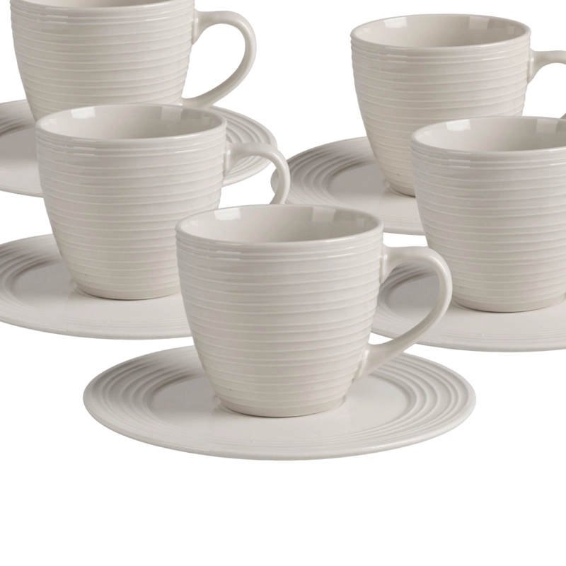 SET 6 TAZAS + 6 PLATOS TE  O CAFE  PORCELANA LONDON 210 ML - 6