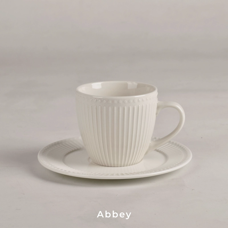 SET 6 TAZAS + 6 PLATOS TE  O CAFE  PORCELANA ABBEY 210 ML - 4