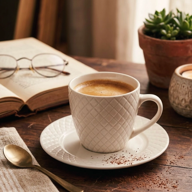 SET 6 TAZAS + 6 PLATOS TE  O CAFE  PORCELANA WINDSOR 210 ML - 1