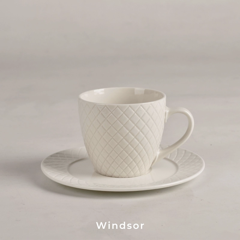 SET 6 TAZAS + 6 PLATOS TE  O CAFE  PORCELANA WINDSOR 210 ML - 5