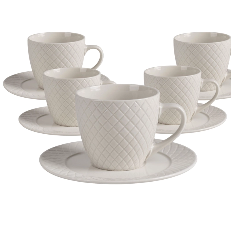 SET 6 TAZAS + 6 PLATOS TE  O CAFE  PORCELANA WINDSOR 210 ML - 6