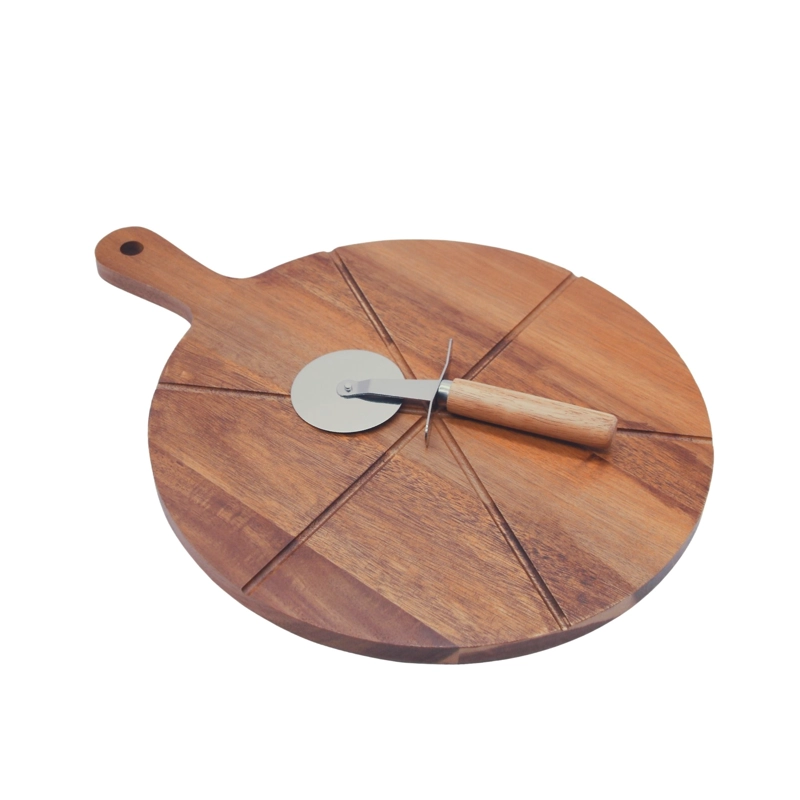TABLA DE MADERA ACACIA CON CORTADOR DE PIZZA 42X32 CM - 5