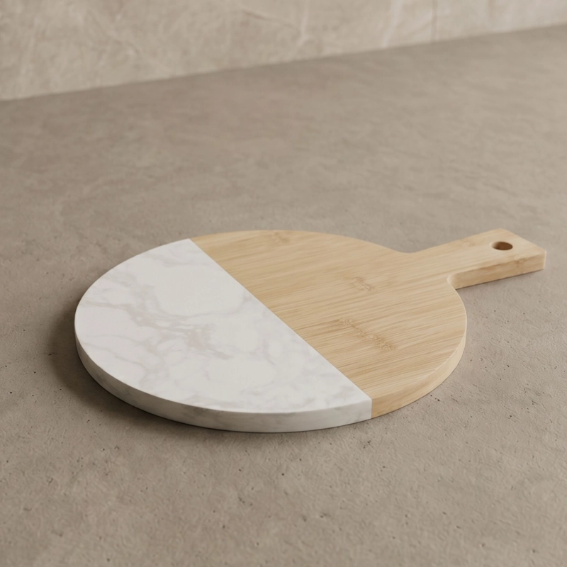 TABLA DE MARMOL Y BAMBOO PARA SERVIR 33X24 CM - 1