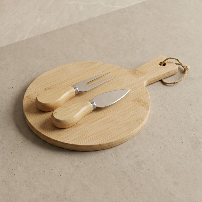 SET TABLA DE BAMBOO CON 2 CUCHILLOS QUESO 25X18 CM - 1