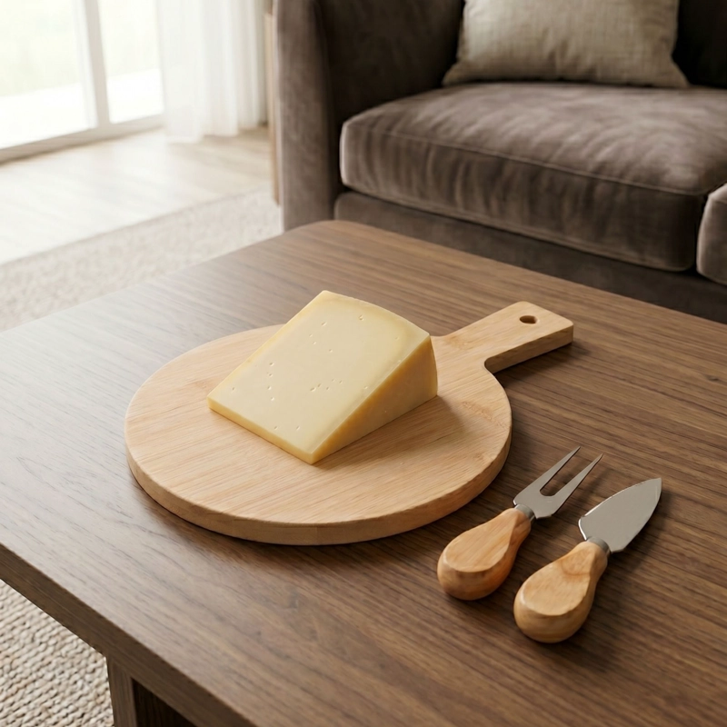 SET TABLA DE BAMBOO CON 2 CUCHILLOS QUESO 25X18 CM - 3
