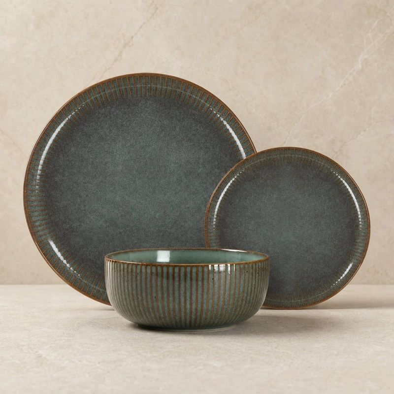 VAJILLA CERAMICA GERONA 18 PIEZAS PARA 6 PERSONAS - 1