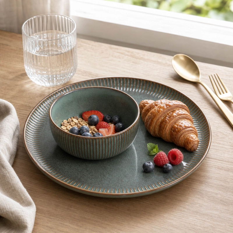 VAJILLA CERAMICA GERONA 18 PIEZAS PARA 6 PERSONAS - 2