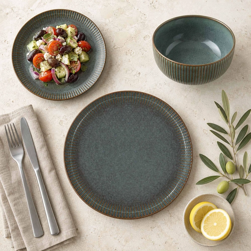 VAJILLA CERAMICA GERONA 18 PIEZAS PARA 6 PERSONAS - 4