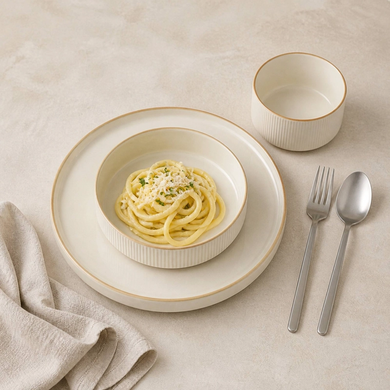 VAJILLA CERAMICA SIRACUSA 24 PIEZAS PARA 6 PERSONAS - 1