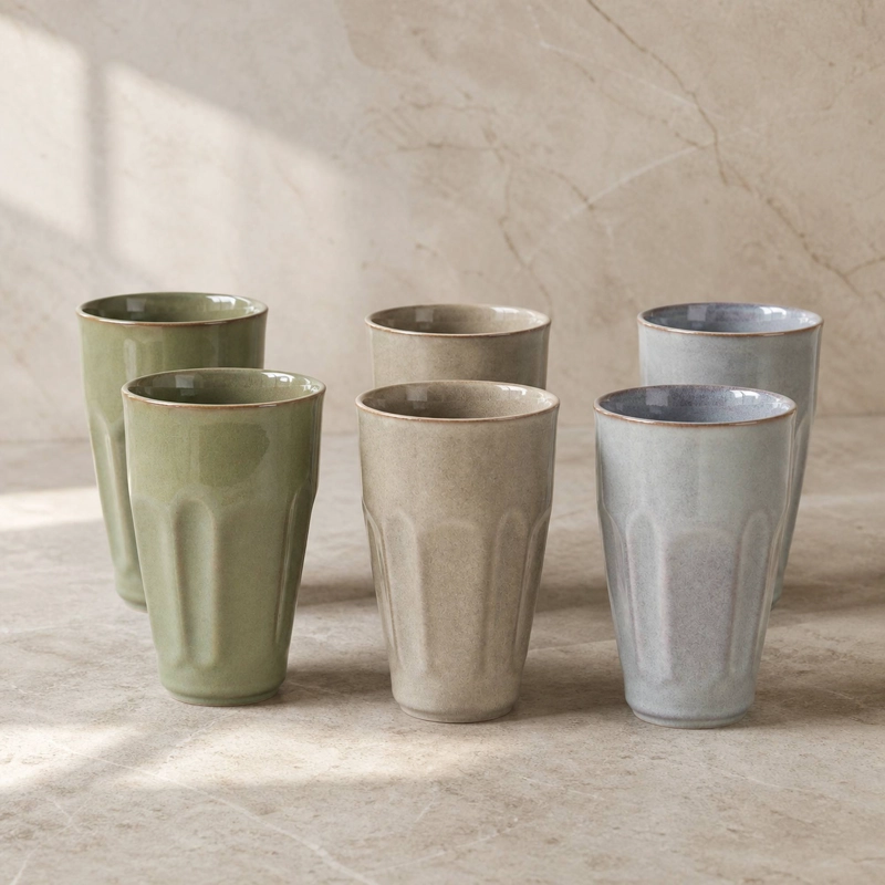 SET 6 VASOS CERAMICA MANCORA 350 ML - SURTIDO 3 MODELOS - 1