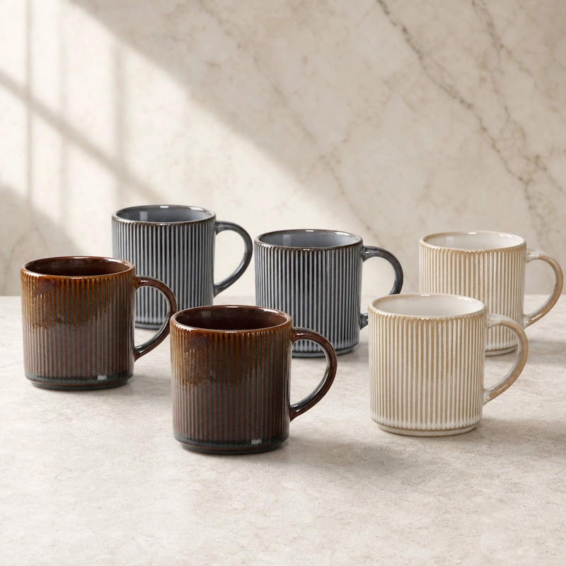 SET 6 TAZAS MUG CERAMICA VIK 350 ML - SURTIDO 3 MODELOS - 1