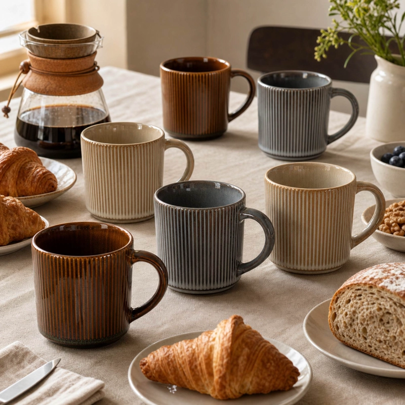 SET 6 TAZAS MUG CERAMICA VIK 350 ML - SURTIDO 3 MODELOS - 2