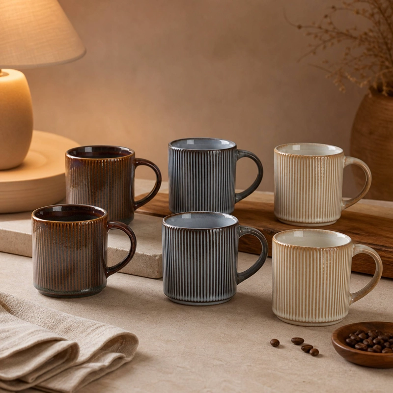 SET 6 TAZAS MUG CERAMICA VIK 350 ML - SURTIDO 3 MODELOS - 5