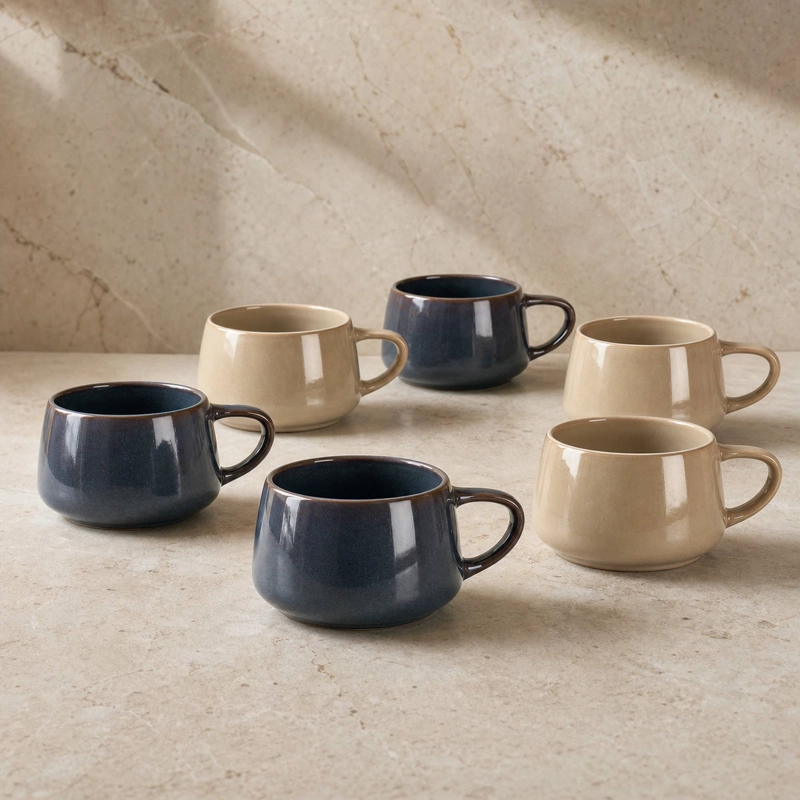 SET 6 TAZAS MUG CERAMICA TAIPEI 470 ML - SURTIDO 2 MODELOS - 1
