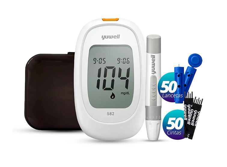 GLUCÓMETRO YUWELL 582 MEDIDOR GLUCOSA GLICEMIA 50 CINTAS 50 LANCETAS - 1