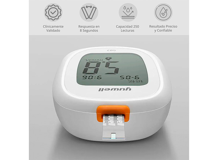 GLUCÓMETRO YUWELL 582 MEDIDOR GLUCOSA GLICEMIA 50 CINTAS 50 LANCETAS - 4