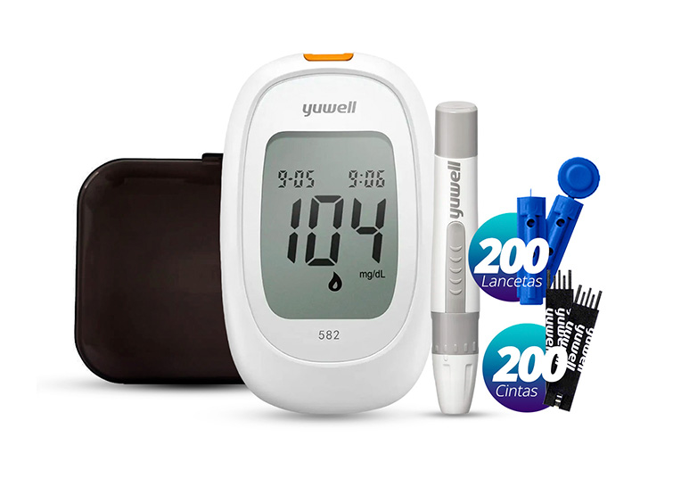GLUCÓMETRO YUWELL 582 MEDIDOR GLUCOSA GLICEMIA 200 CINTAS 200 LANCETAS - 1
