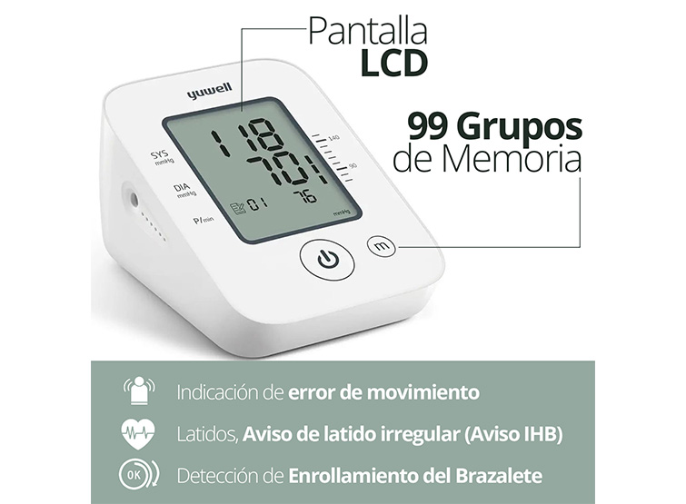 TOMA PRESIÓN DIGITAL DE BRAZO YUWELL YE660D CON VOZ + GLUCÓMETRO YUWELL 582 - 10
