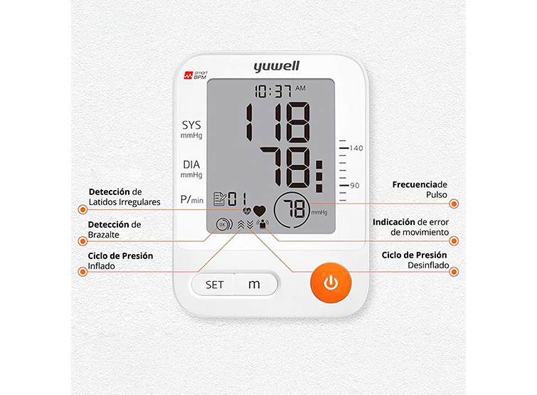 TOMA PRESIÓN DIGITAL DE BRAZO YUWELL YE670D + BZTE ADULTO Y PEDIÁTRICO + ADAPTADOR ELÉCTRICO - 6