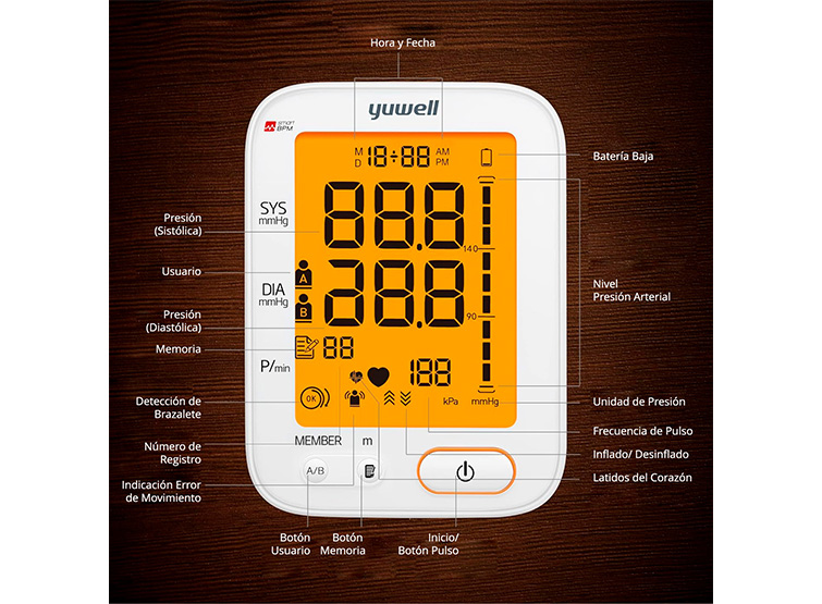 TOMA PRESIÓN DIGITAL DE BRAZO YUWELL YE680B + BZTE ADULTO Y PEDIÁTRICO 360° - 3