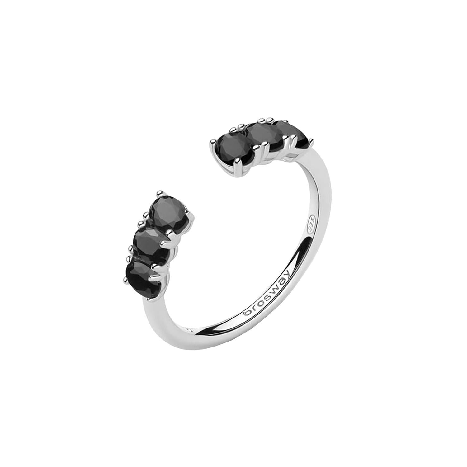 ANILLO PLATA BROSWAY FMB11B NEGRO MUJER - 1