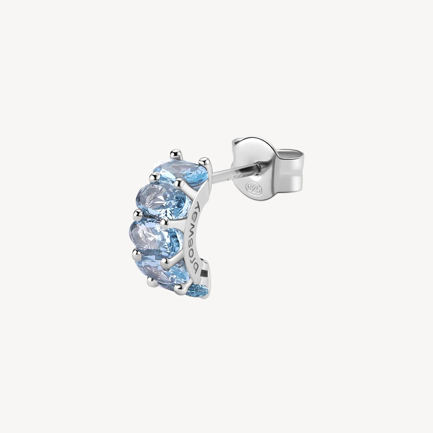 ARO PLATA BROSWAY SOLITARIO CELESTE MUJER - 1
