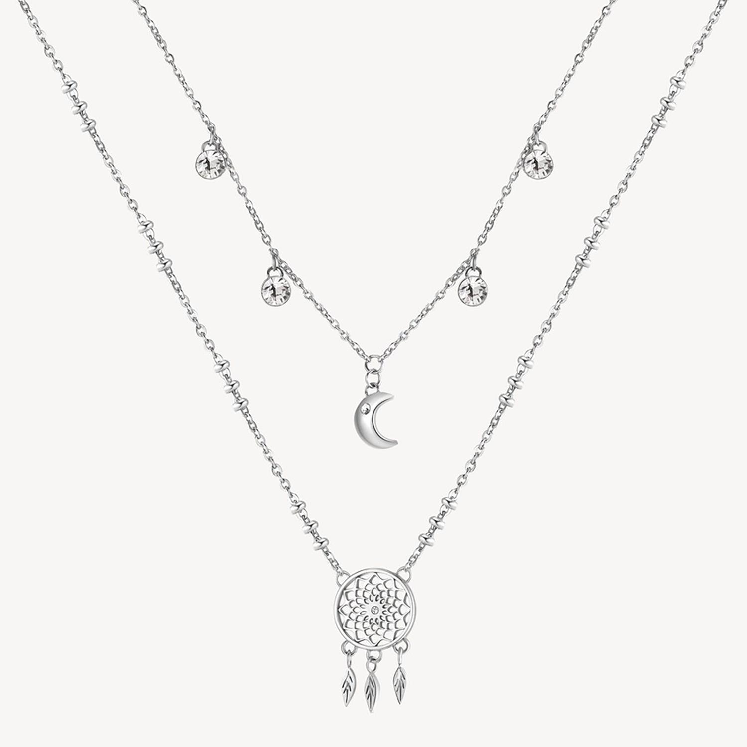 COLLAR BROSWAY ACERO INOXIDABLE DOBLE BHKN066 PLATEADO MUJER