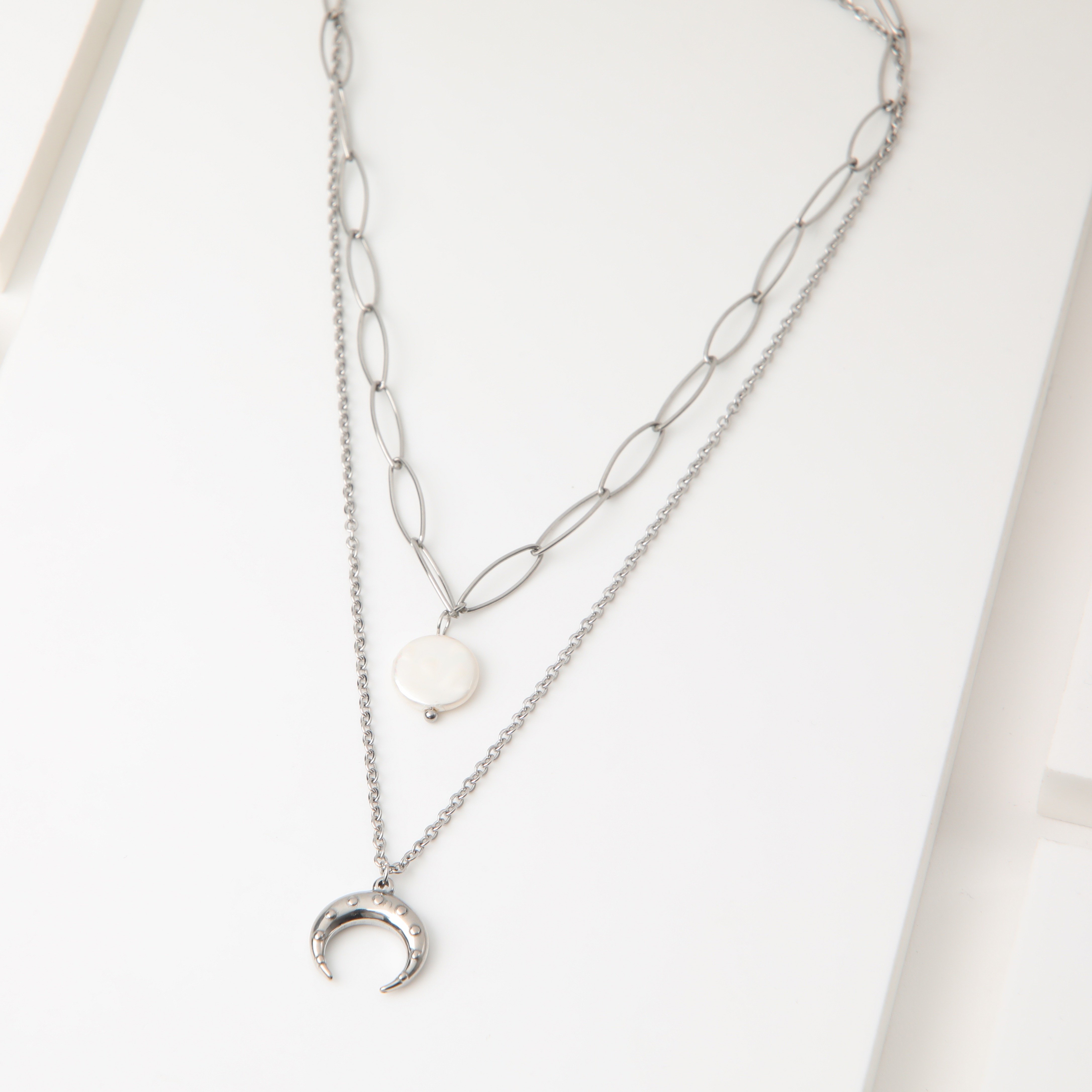 COLLAR 19V69 ITALIA ACERO INOXIDABLE DOBLE PLATEADO MUJER - 2