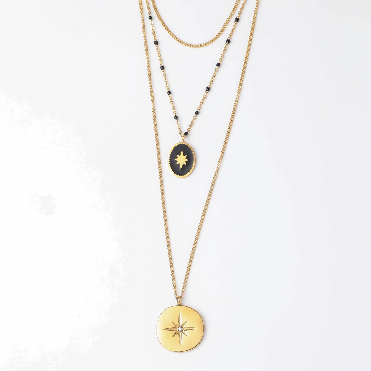 COLLAR 19V69 ITALIA ACERO INOXIDABLE DOBLE DORADO MUJER - 1