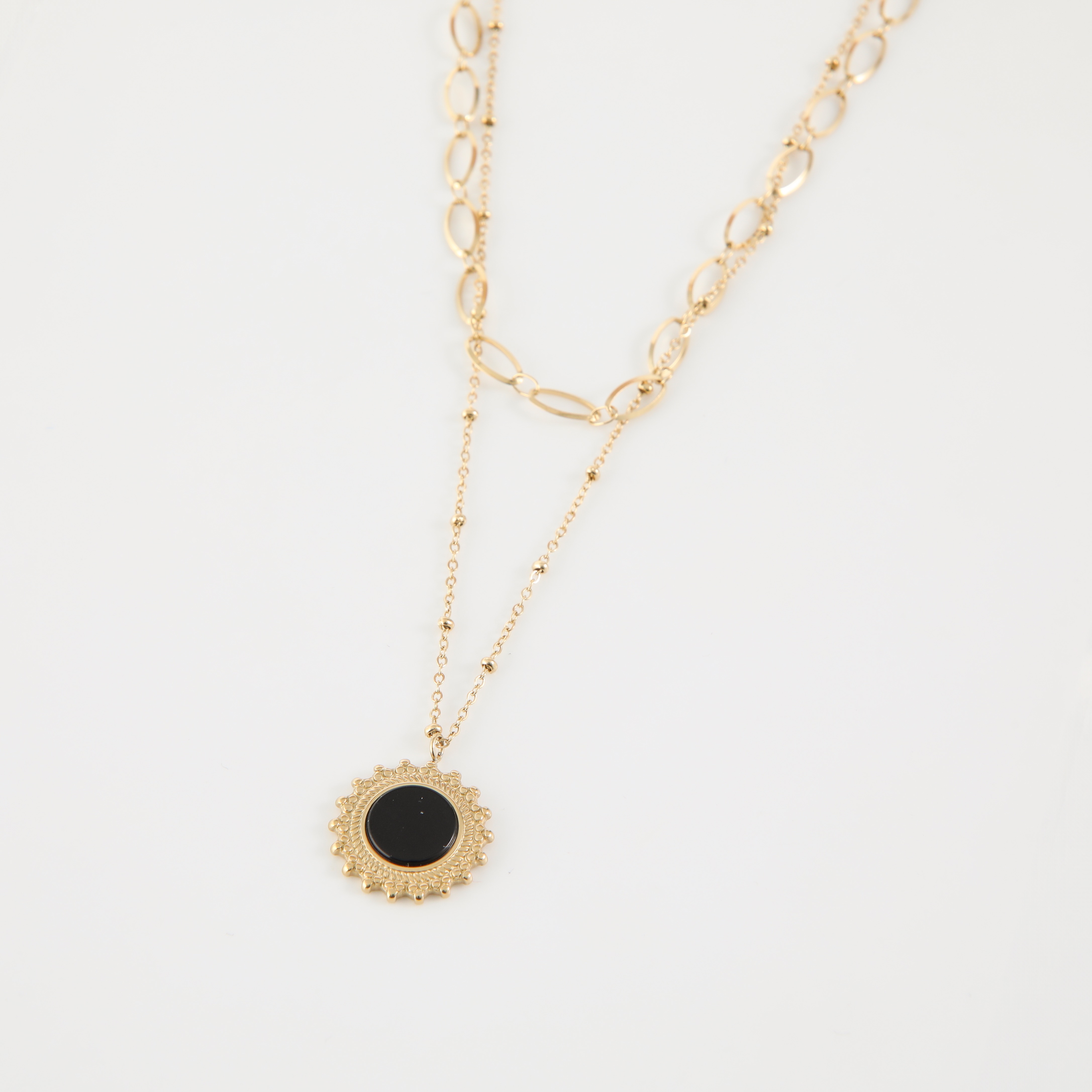 COLLAR 19V69 ITALIA ACERO INOXIDABLE DOBLE DORADO MUJER STNE534 - 1