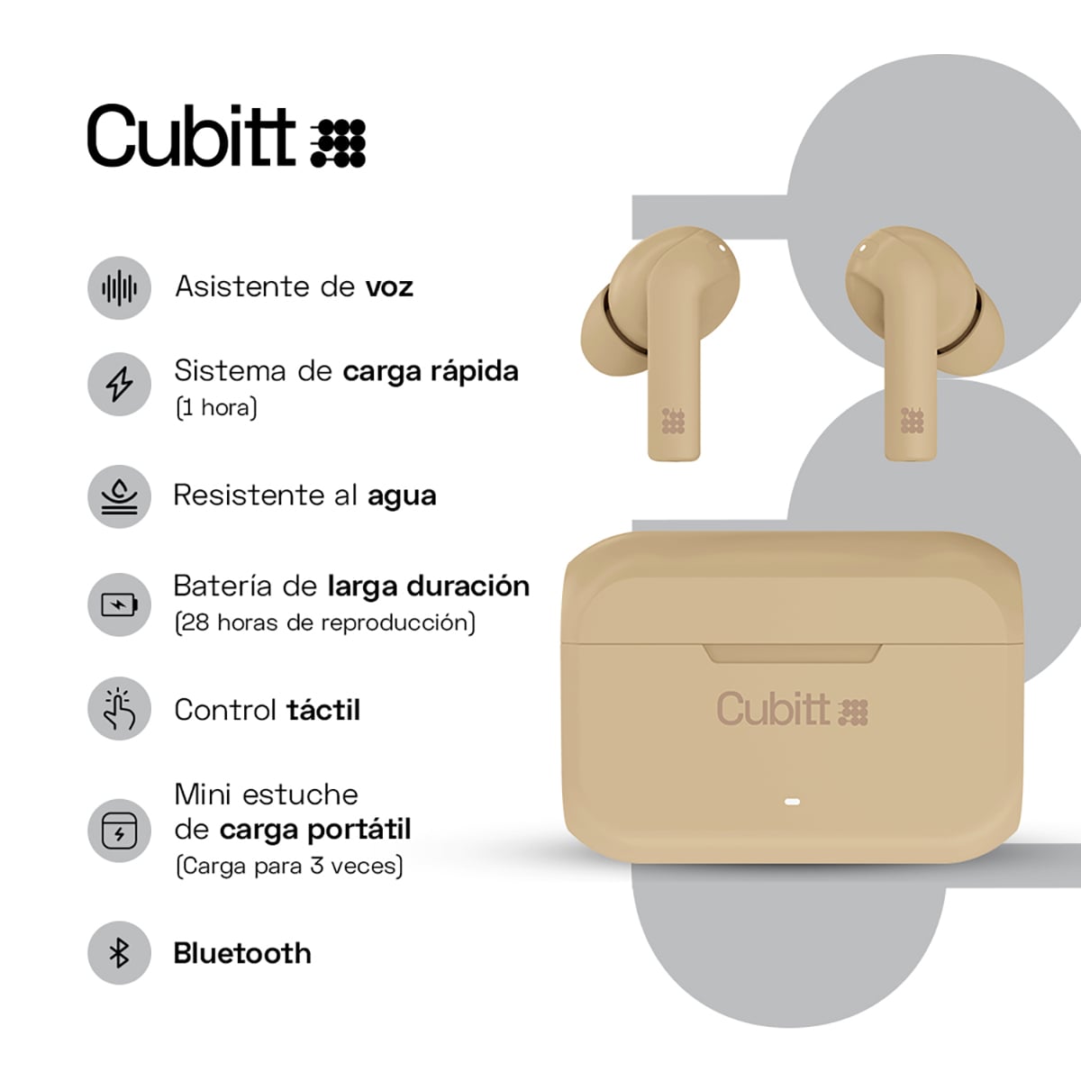 AUDIFONOS CUBITT CTEG2-9 UNISEX BEIGE - 3