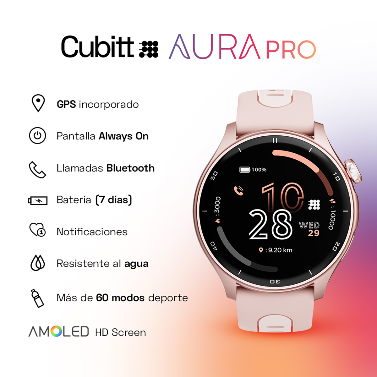 RELOJ SMART WATCH CUBITT CT-AURAP5 UNISEX ORO ROSA - 3