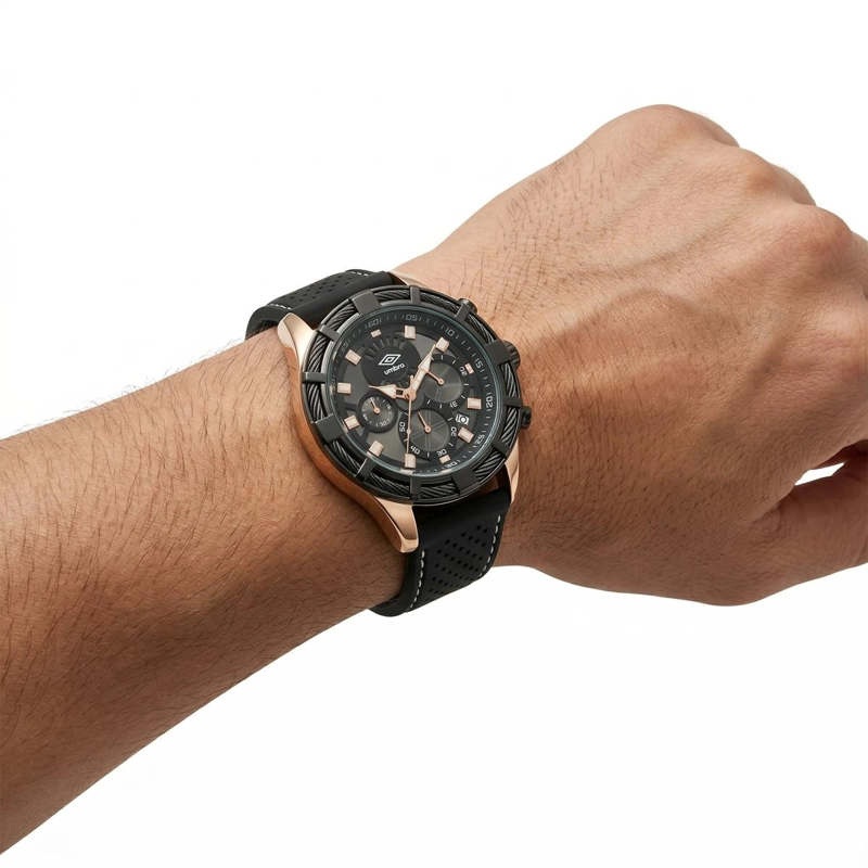 RELOJ ANALOGO HOMBRE UMBRO PLUS NEGRO UMBP-1500-65 - 1
