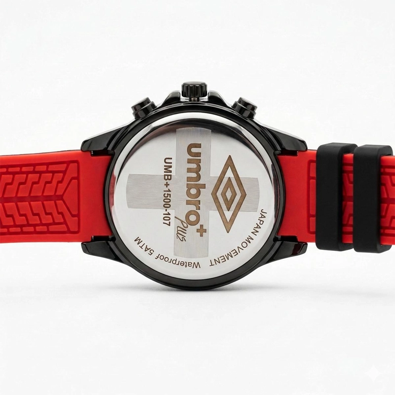 RELOJ ANALOGO HOMBRE UMBRO PLUS NEGRO/ROJO UMBP-1500-107 - 2